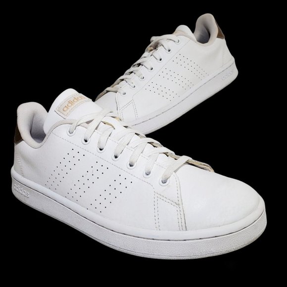 Adidas Womens 10 US Advantage White/ Gold Tennis Shoes Sneakers Modern - Picture 1 of 9